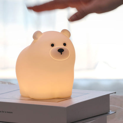 Huggwaii Squishy Silicone Kleine Witte Beer LED Nachtlamp - Perfect Cadeau voor Kinderen en Meisjes