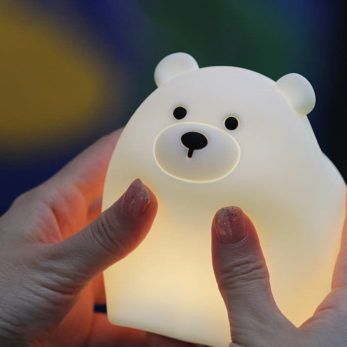 Huggwaii Squishy Silicone Kleine Witte Beer LED Nachtlamp - Perfect Cadeau voor Kinderen en Meisjes