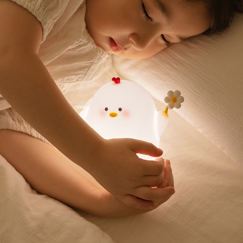Schattige Kip Nachtlamp LED Squishy Siliconen Tap Lamp Beste Cadeau voor Baby en Meisje