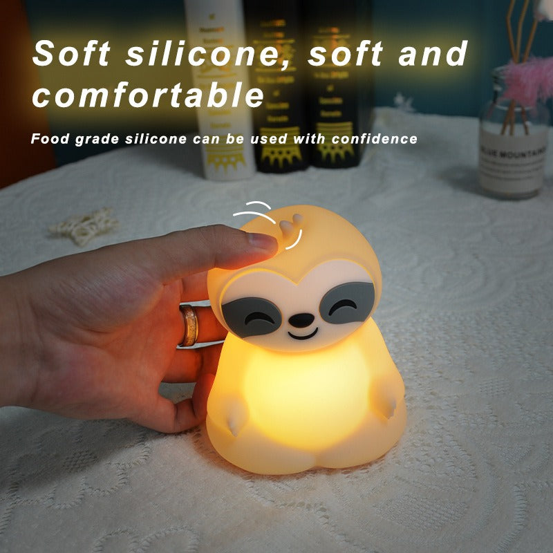 Huggwaii Mediterende Luiaard Squishy Siliconen Kalme Gloed Nachtlamp Zittende Houding Lamp Perfect Cadeau