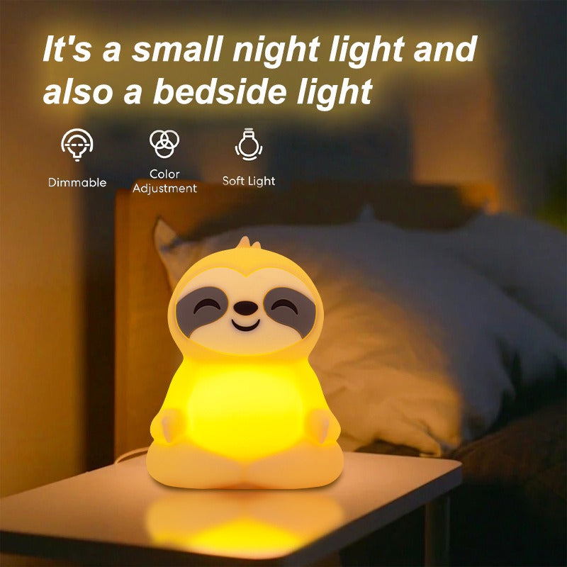 Huggwaii Mediterende Luiaard Squishy Siliconen Kalme Gloed Nachtlamp Zittende Houding Lamp Perfect Cadeau