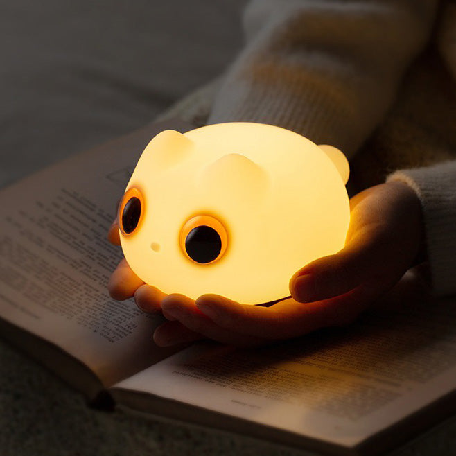 Huggwaii Oranje Kat LED Squishy Tap Tap Nachtlamp