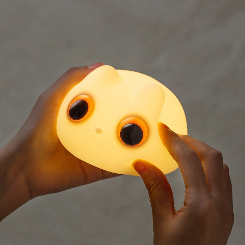 Huggwaii Oranje Kat LED Squishy Tap Tap Nachtlamp