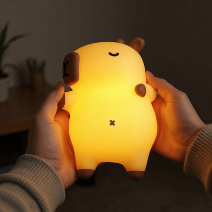 Huggwaii Slaapkapybara Ademende Squishy Siliconen Compaan Geluid LED Nachtlamp Perfect Cadeau