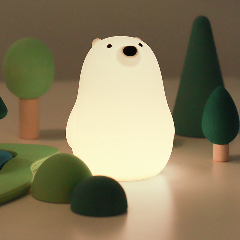 Huggwaii Ademende Beer Knuffelbare Squishy Silicone Slaapgenoot Geluid LED Nachtlamp Perfect Cadeau